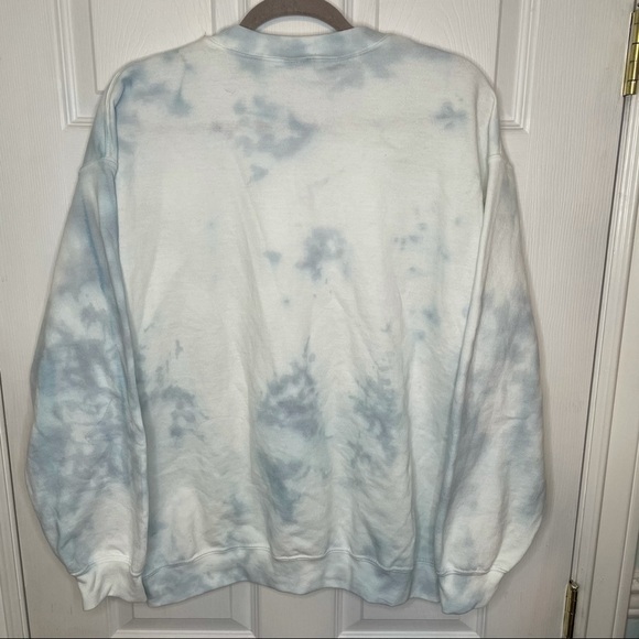 Tie Dye Hand Dyed Sky Blue & White Sweatshirt - Picture 3 of 5